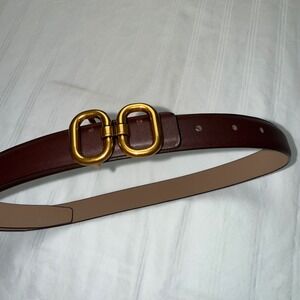Commense‎ Womens Belt Gold Double Buckle Maroon Brown Fashion Accessory